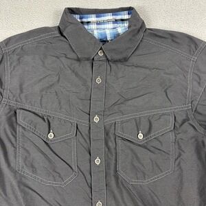 Kuhl Shirt Mens Small Gray Short Sleeve Button Down Outdoor Western Pockets Tech
